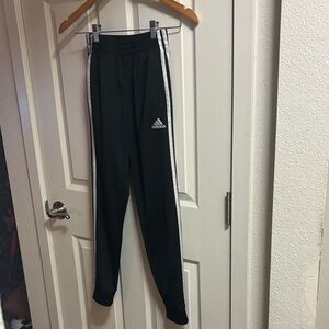 Adidas Kids Black Joggers with White Stripes